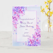 Waterverf Paarse Lila Flower Wedding Kaart (Gele Bloem)