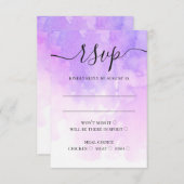 Waterverf paarse lila script kalligrafie bruiloft RSVP kaartje (Voorkant / Achterkant)