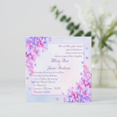 Waterverf Paarse Lila ventilator nodigt Kaart uit (Staand voorkant)