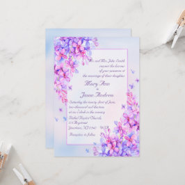 Waterverf Paarse Lila Vloerbruiloft 5x7 Uitnodigen Kaart