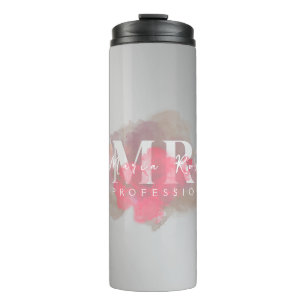 Waterverf Paarse Logo Roos Gouden Paarse Rook Thermosbeker