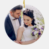 Waterverf Paarse Marble Geode Wedding PHOTO BACK Keramisch Ornament (Achterkant)