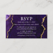 Waterverf Paarse marmer Weddenschap RSVP QR Terug Informatiekaartje (Voorkant)