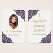 Waterverf Paarse Memorial Funeral Prayer Kaart (Voorkant /achterkant)