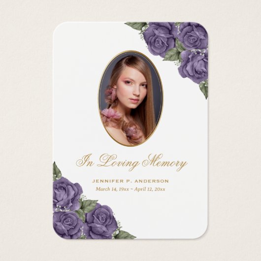 Waterverf Paarse Memorial Funeral Prayer Kaart (Voorkant)