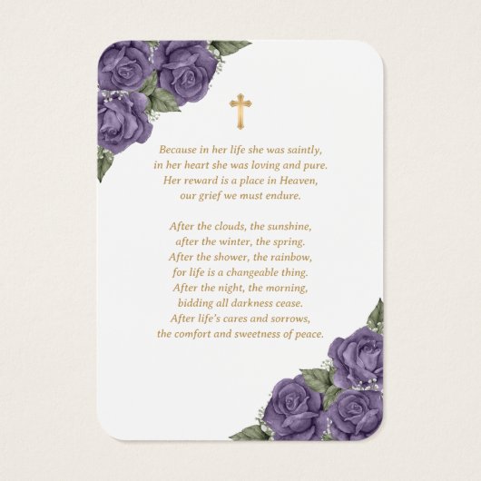 Waterverf Paarse Memorial Funeral Prayer Kaart (Achterkant)