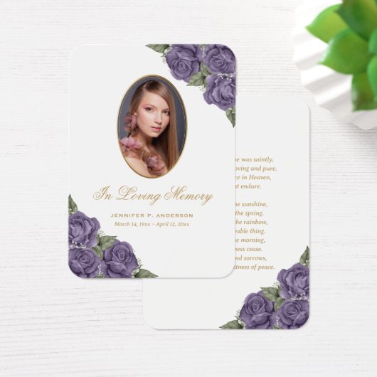Waterverf Paarse Memorial Funeral Prayer Kaart (Bureau)