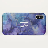 Waterverf Paarse Monogram Marmeren iPhone X Hoesje (Achterkant (horizontaal))