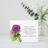 Waterverf Paarse Morning Glory | Dank u Bedankkaart (Staand voorkant)