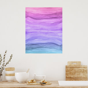 Waterverf Paarse Ombre Layers Abstracte kunst Poster