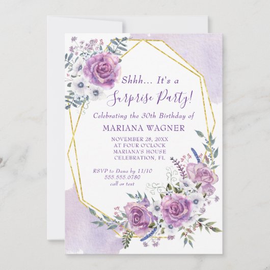 Waterverf Paarse onderneming Birthday Kaart (Voorkant)