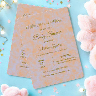 Waterverf Paarse & Oranje Baby shower Uitnodiging