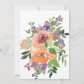 Waterverf Paarse Oranje Bloemenbruiloft Alles in e Kaart (Achterkant)