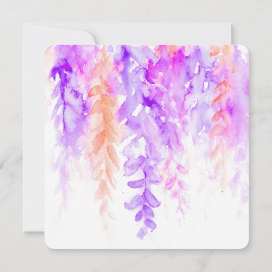 Waterverf paarse oranje botanische bruiloft uitnod kaart (Achterkant)