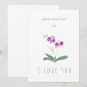 waterverf paarse orchidebloemen wenskaart kaart (Voorkant / Achterkant)