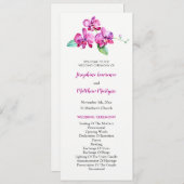 Waterverf Paarse Orchidee Bloemen Bruiloft Programmakaart (Voorkant / Achterkant)