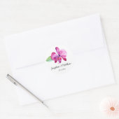 Waterverf Paarse Orchidee Bloemen Bruiloft Ronde Sticker (Envelop)