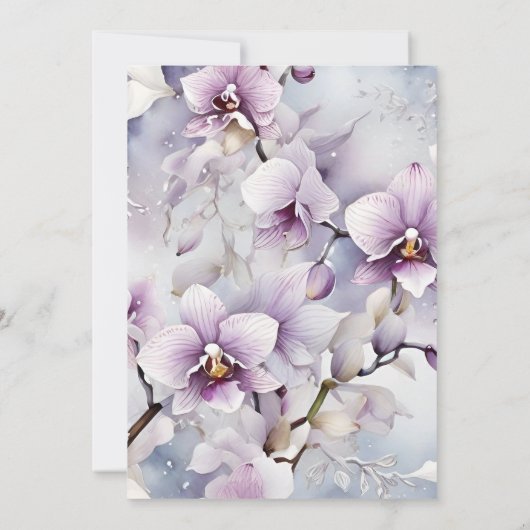 Waterverf Paarse Orchidee bruiloft Save The Date (Achterkant)