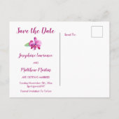 Waterverf Paarse Orchidee Bruiloft Save the Date Aankondigingskaart (Achterkant)