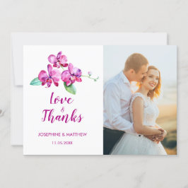Waterverf Paarse Orchidee Floral Wedding Dank u Bedankkaart