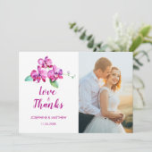 Waterverf Paarse Orchidee Floral Wedding Dank u Bedankkaart (Staand voorkant)