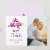 Waterverf Paarse Orchidee Floral Wedding Dank u Bedankkaart (Voorkant / Achterkant)