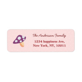 Waterverf paarse paddenstoel roze retouradres etiket