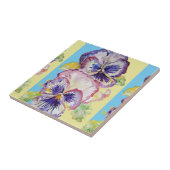Waterverf Paarse Pansy Pansies Floral Tegeltje (Zijkant)