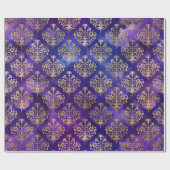 Waterverf Paarse Patroon met Gouden Damast Cadeaupapier (Vlak)