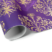 Waterverf Paarse Patroon met Gouden Damast Cadeaupapier (Rol Hoek)