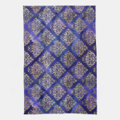 Waterverf Paarse Patroon met Gouden Damast Theedoek (Verticaal)