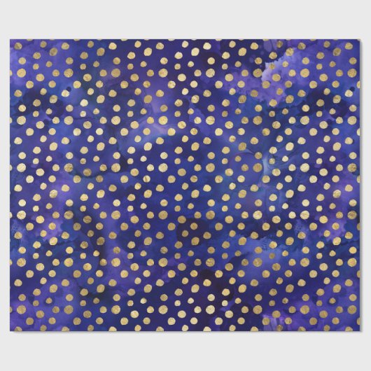 Waterverf Paarse Patroon met Gouden Polka Dots Cadeaupapier (Vlak)