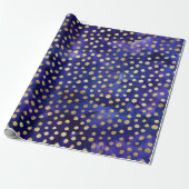 Waterverf Paarse Patroon met Gouden Polka Dots Cadeaupapier (Uitgerold)