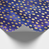Waterverf Paarse Patroon met Gouden Polka Dots Cadeaupapier (Hoek)