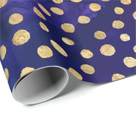 Waterverf Paarse Patroon met Gouden Polka Dots Cadeaupapier (Rol Hoek)