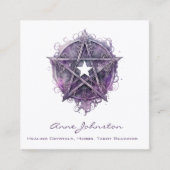 Waterverf Paarse Pentagram Star Vierkante Visitekaartje (Voorkant)