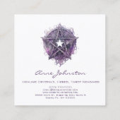 Waterverf Paarse Pentagram Star Vierkante Visitekaartje (Achterkant)