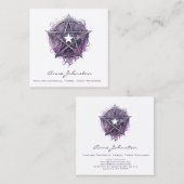Waterverf Paarse Pentagram Star Vierkante Visitekaartje (Voorkant / Achterkant)