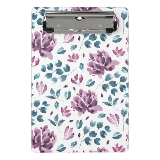 Waterverf Paarse Peony Floral Planner Mini Klembord (Voorkant)