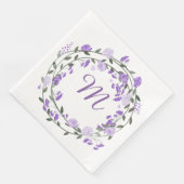 Waterverf Paarse Peony Monogram Wreath Servetten (Hoek)
