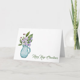 Waterverf Paarse peperbloemen Noteer Kaart