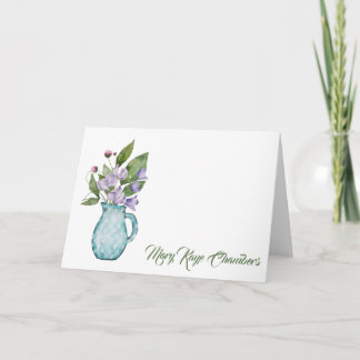 Waterverf Paarse peperbloemen Noteer Kaart