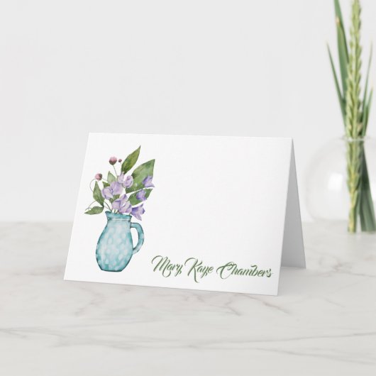 Waterverf Paarse peperbloemen Noteer Kaart (Voorkant)