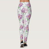 waterverf paarse pioen leggings (Achterkant)