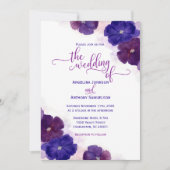 Waterverf Paarse Plum Royal Blue Floral Wedding Kaart (Voorkant)