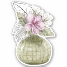 Waterverf paarse pot huisplant sticker