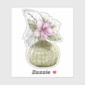 Waterverf paarse pot huisplant sticker (Vel)