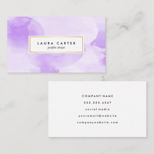 Waterverf Paarse Professional Visitekaartje (Voorkant / Achterkant)