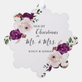 Waterverf Paarse pruim Blush Roze Bloemen Foto Ornament Kaart (Achterkant)