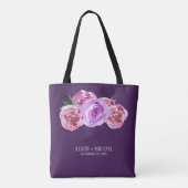 Waterverf paarse pruim boeket bruiloft bruidsmeisj tote bag (Achterkant)